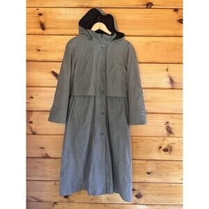 FS Rainwear Womens 8P Full Zip & Button Removable Lining Hood Long Trench Coat